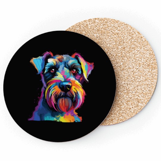 Watercolor Colorful Miniature Schnauzer Coasters