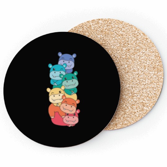 Rainbow Flag Pride Lgbtq Cute Hippo Stack Coasters