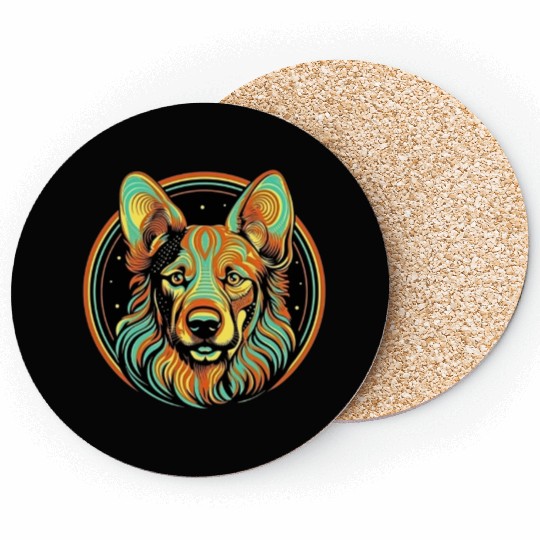German Shepherd Funny Dog Street Art Comic Pet Coasters