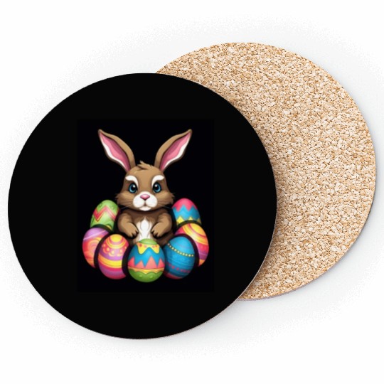 Easter Bunny Rabbit Colorful Eggs Easter Egg Hunt Coasters