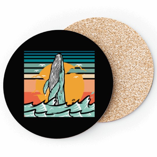 Whales Save The Whales Vintage Whale Watching Ocea Coasters