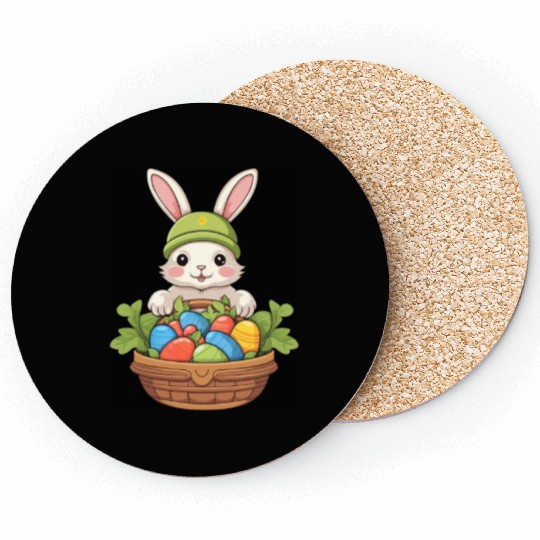 Easter Bunny Rabbit Easter Day Egg Basket Coasters
