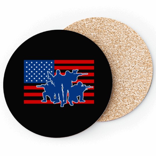 Military Army Soldiers US Flag Coasters