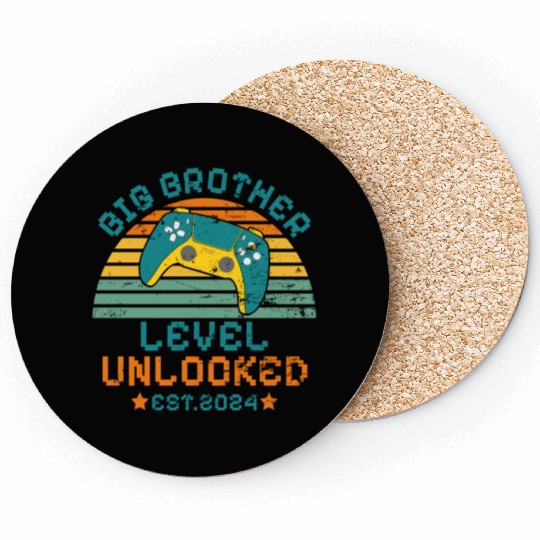 Level Unlocked Vintage Retro Gamer Big Brother Coasters