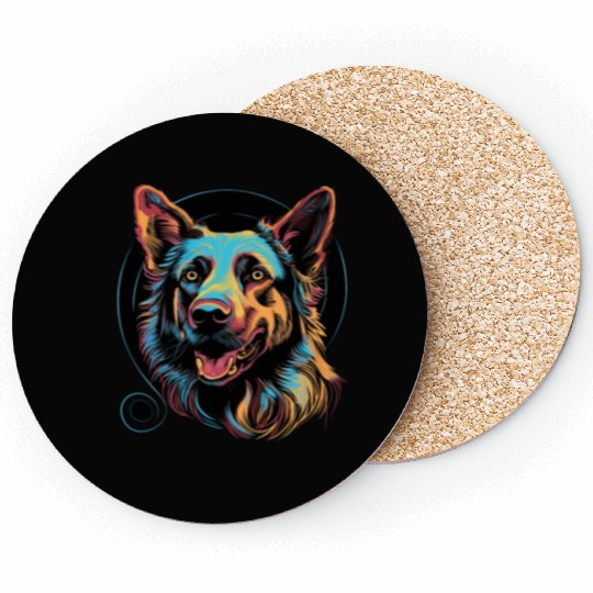 German Shepherd Funny Dog Street Art Comic Pet Coasters