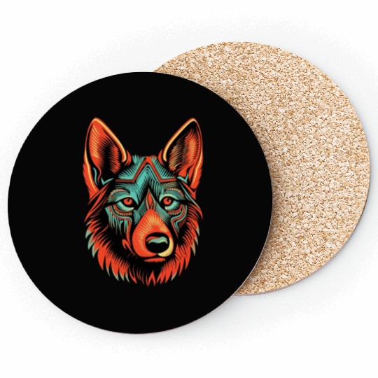 German Shepherd Funny Dog Street Art Comic Pet Coasters