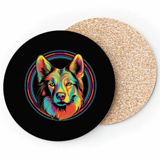 German Shepherd Funny Dog Street Art Comic Pet Coasters