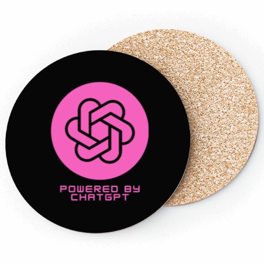 Powered by ChatGPT (Pink Design) Coasters