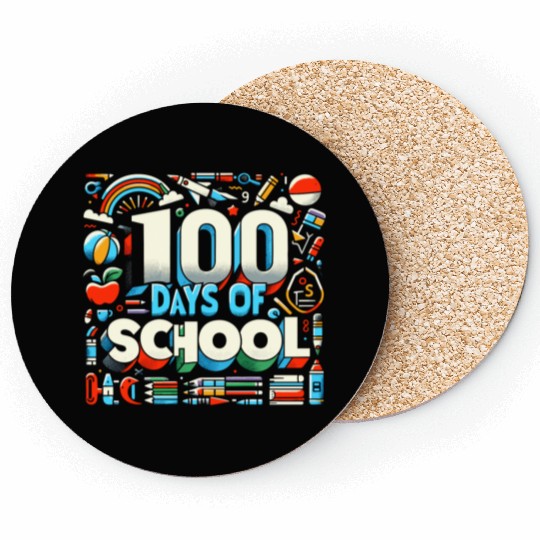 100 Days of School Teacher Student Education Coasters
