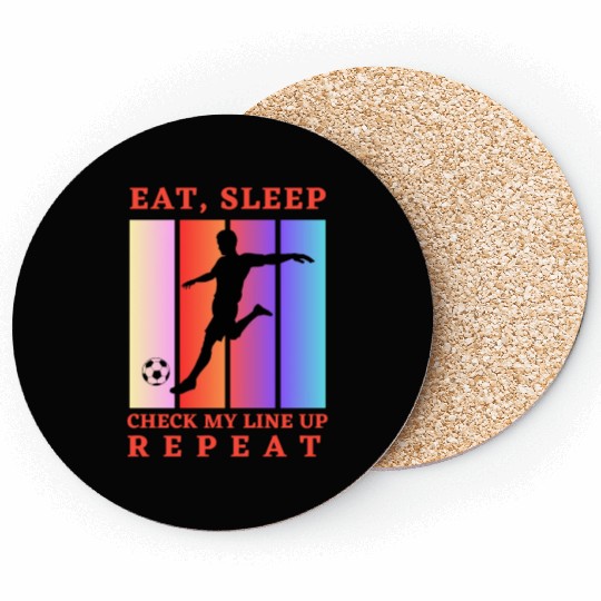 Eat Sleep Check my Lineup Repeat Fantasy Football Coasters