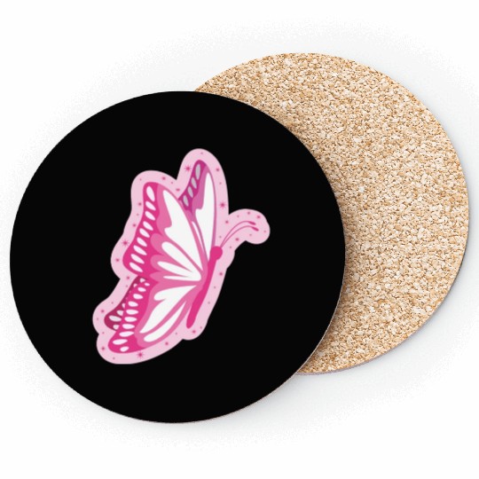 Cute Pink Butterfly Design Coasters