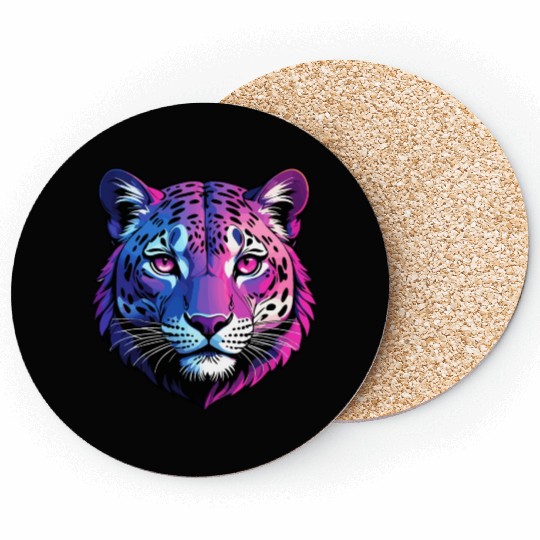 Vibrant Pop Art Leopard Coasters