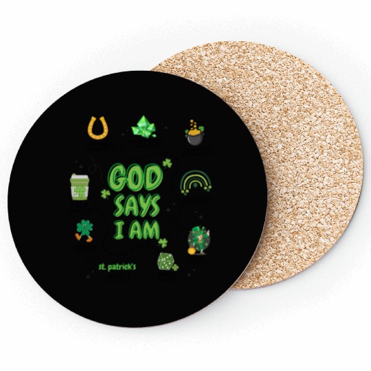 God says i am St Patricks Day Coasters