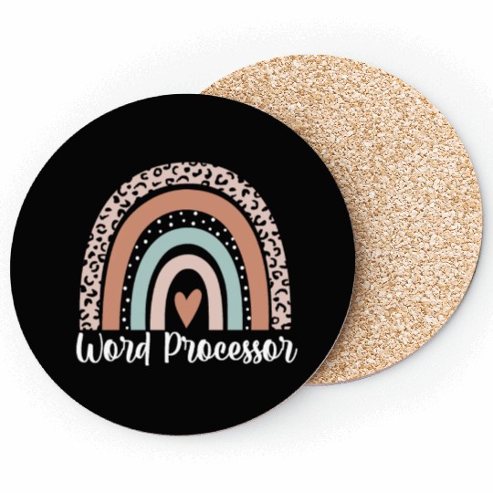 Word Processor Rainbow Leopard Funny Word Coasters
