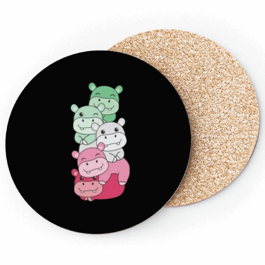 Abrossexual Flag Pride Lgbtq Cute Hippo Coasters