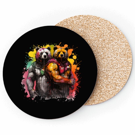 Bear Hug: 2 Big Bulky Bears, bears lovers Coasters