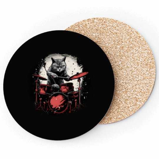 Paws and Percussion Cat Drummer,cats lovers Coasters