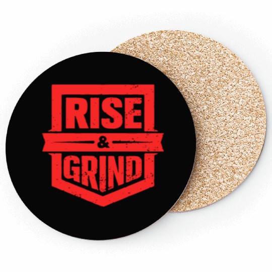 Rise and Grind Gym Typography Design Coasters