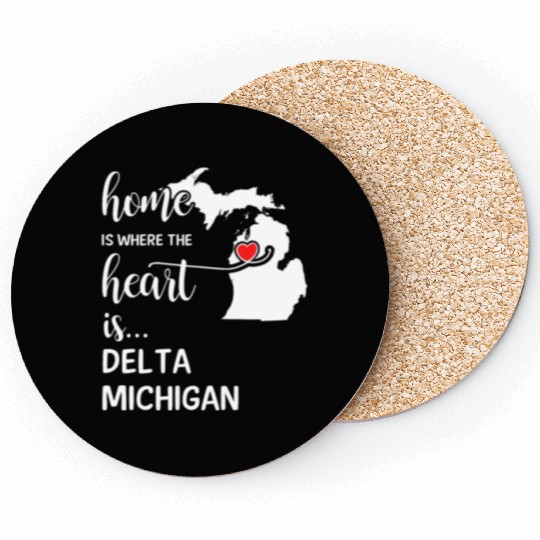 Delta County Michigan Is Where My Heart Is Gift Coasters