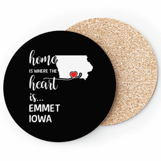Emmet County Iowa Is Where My Heart Is Gift Coasters