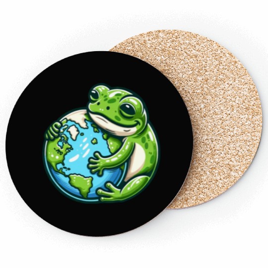 Frog Embracing Earth: Earth Day Coasters