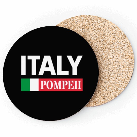 Italy Flag Pompeii Conservation Volcanic Eruption Coasters