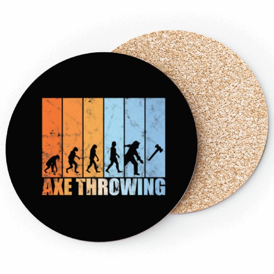 Axe throwing evolution hatchet throwing retro Pre Coasters