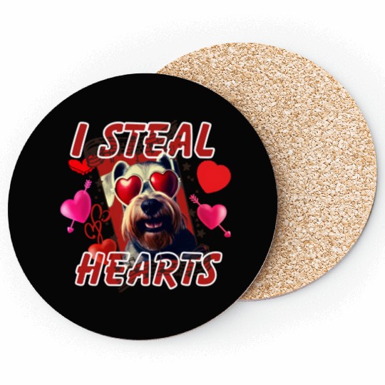 Happy valentine day,I steal hearts puppy lover Coasters
