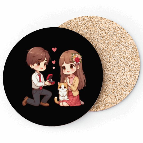 A Man proposing beautiful girl on Valentine s day Coasters