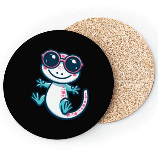 Playful Lizard Cartoon Coasters