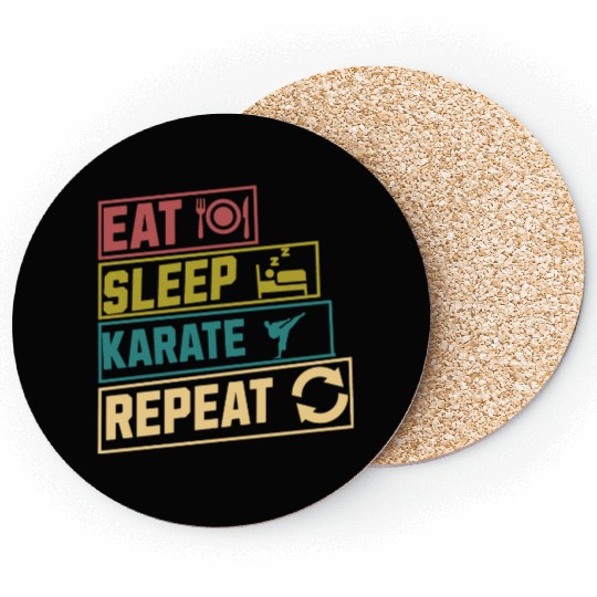 Eat sleep karate repeat hobby Coasters