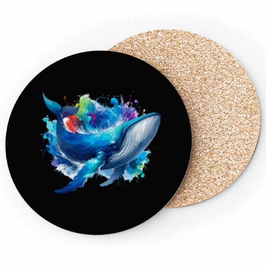Blue Whale Colourful background Coasters
