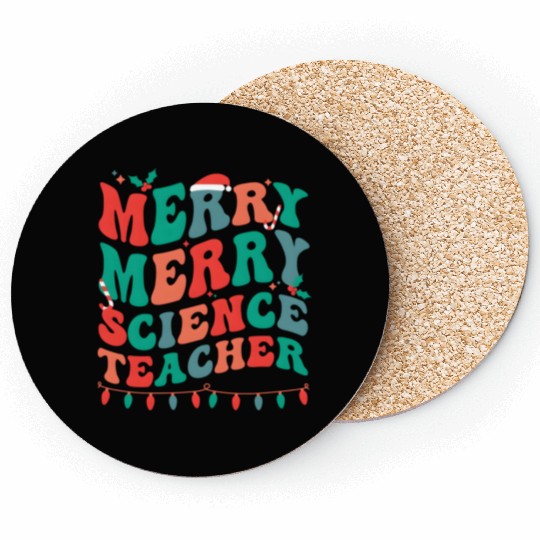 Merry Science Teacher Science Teaching Py Coasters