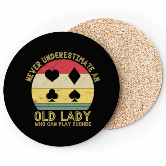 Old Euchre lady funny euchre Coasters