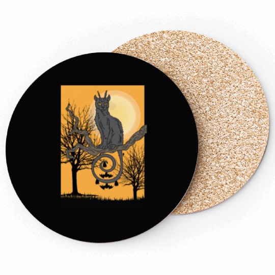 Cat Full Moon Cat Parent Gift Coasters