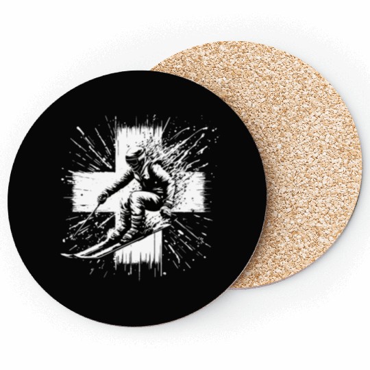 Skiing Switzerland - Swiss Skier in the Alps Coasters