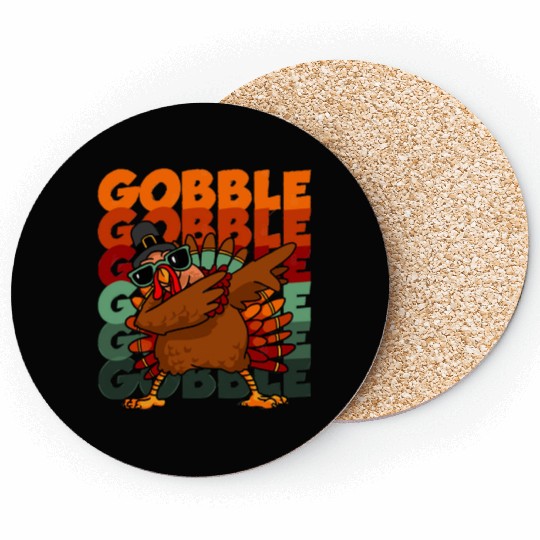 Dabbing Turkey Coasters Thanksgiving Gobble