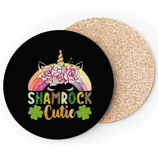 Shamrock Cutie Unicorn Rainbow St Patricks Day Coasters