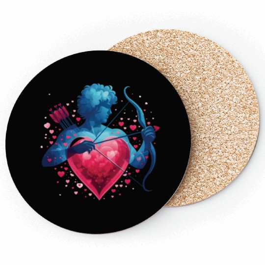 Valentine's Day: Cupid with a love arrow and heart Coasters
