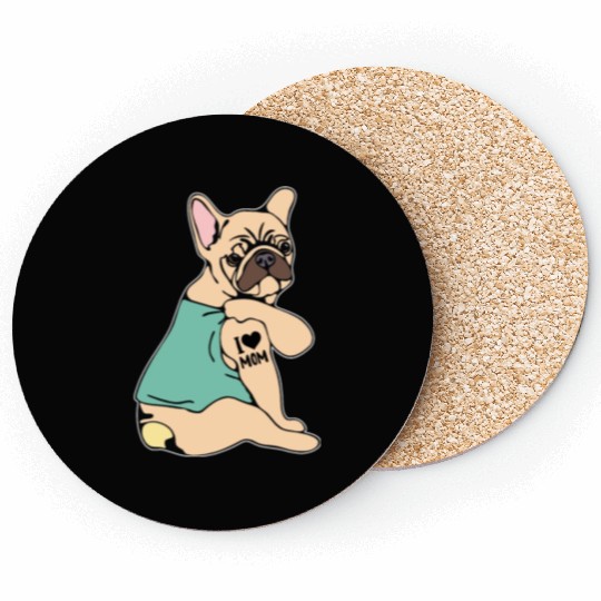 Pug I Love Mom Coasters
