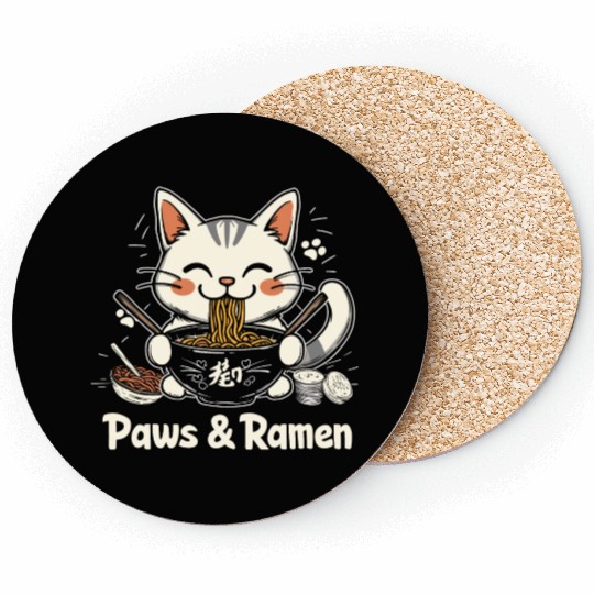 Funny Cat Paws and Ramen Kawai Coasters