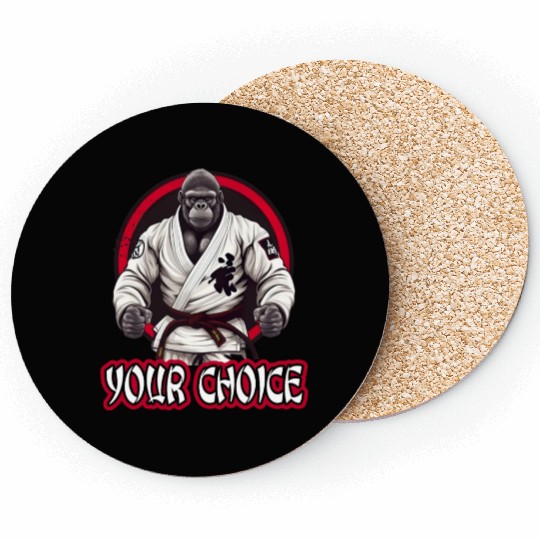 Martial Arts Gorilla BJJ Fighter Jiu-Jitsu Coasters