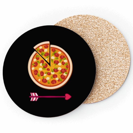 PIZZA is my valentine - Arrow Pointing Left Coasters