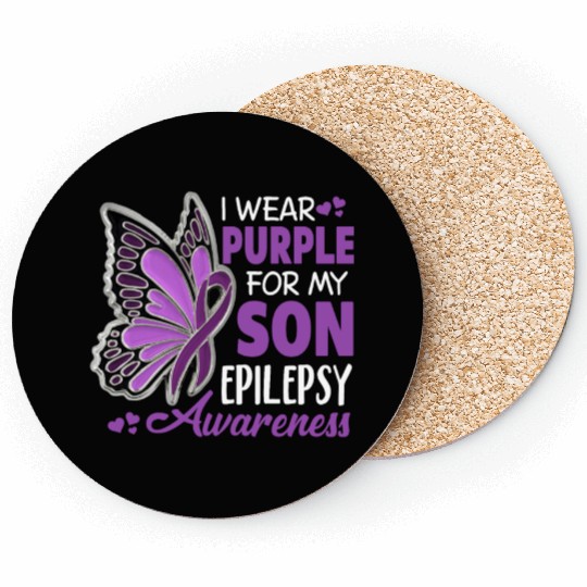 I Wear Purple For My Son Epilepsy Awareness Coasters