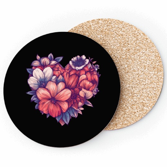 Blooming Floral Heart Coasters