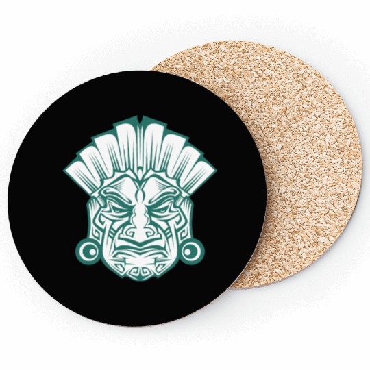Ancient Mythical Portrait Amerindian Warrior Coasters