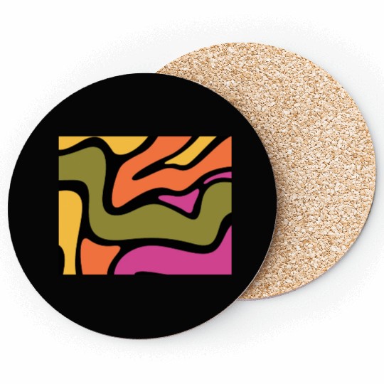 Psychedelic patterns, Aesthetic, Retro, Vintage Coasters