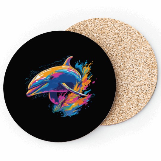 Watercolor Colorful Dolphin Colorful Animals Coasters