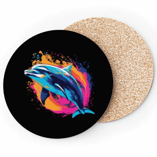 Watercolor Colorful Dolphin Colorful Animals Coasters