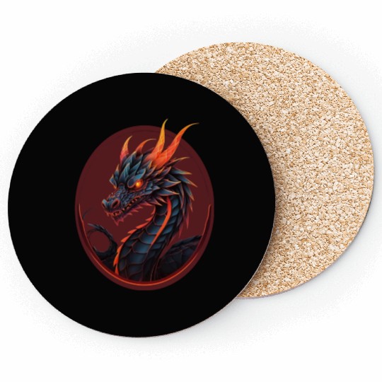 GEOMETRIC DARK DRAGON Coasters